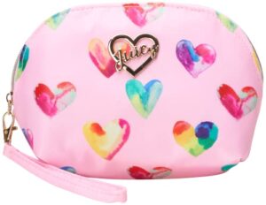 juicy couture women's toiletries bag - cosmetics dome bag for travel, multifunctional organizer pouch, rainbow heart