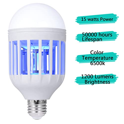 Bug Zapper Light Bulb, 2 in 1 Mosquitoes Killer Lamp Led Electronic Insect & Fly Killer, Porch Light for Entryway, Doorway, Corridor, Balcony and Patio