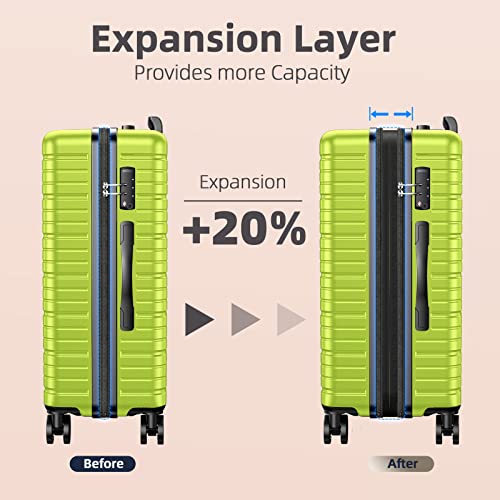 BEOW Luggage Set Hardside Lightweight Suitcase Sets ABS Durable Wheels with TSA Lock 4 Piece Set Green (16/20/24/28)