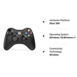 W&O Wireless Controller Compatible with Xbox 360 2.4GHZ Gamepad Joystick Wireless Controller Compatible with Xbox 360 and PC Windows 7,8,10,11 with Receiver (Black)