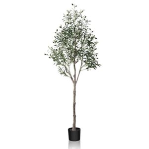 oakred artificial olive tree,6ft tall fake plant faux olive plants for indoor,natural fake tree,artificial silk plants for office home living room floor patio greening porch decor,set of 1