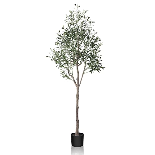 OAKRED Artificial Olive Tree,6FT Tall Fake Plant Faux Olive Plants for Indoor,Natural Fake Tree,Artificial Silk Plants for Office Home Living Room Floor Patio Greening Porch Decor,Set of 1