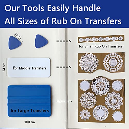 Morld Rub On Transfer Tools for Crafts Furniture Scrapbooking, Suitable Various Size Transfers Stickers, Blue