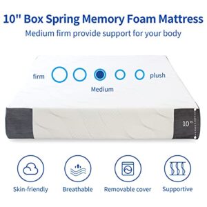 Opoiar King Mattress, 10 Inch Memory Foam Hybrid Spring Mattress in a Box King Size, Medium Firm Cooling Gel Infused Innerspring Mattress Made in USA,Pressure Relieving, Breathable Cover,CertiPUR-US