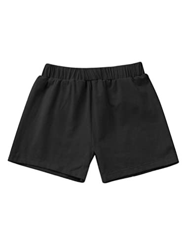 Aislor Girl's Boy's Athletic Dance Shorts Pull On Shiny Sequin Shorts Training Gymnastics Short Hot Pants with Bowknot Black 7-8 Years