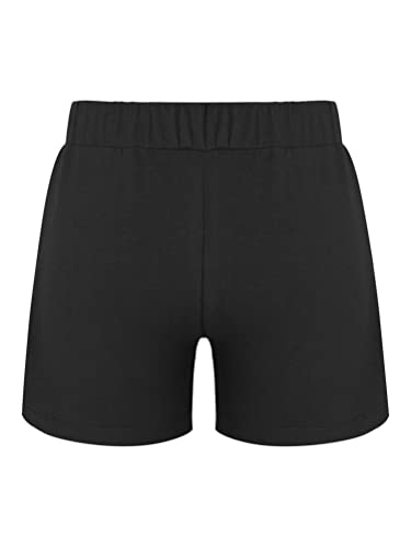 Aislor Girl's Boy's Athletic Dance Shorts Pull On Shiny Sequin Shorts Training Gymnastics Short Hot Pants with Bowknot Black 7-8 Years