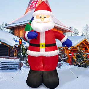 8ft tall christmas santa inflatables outdoor decorations, inflatable santa claus with gift bag built-in led lights blow ups yard decoration décor for holiday xmas party indoor garden lawn patio