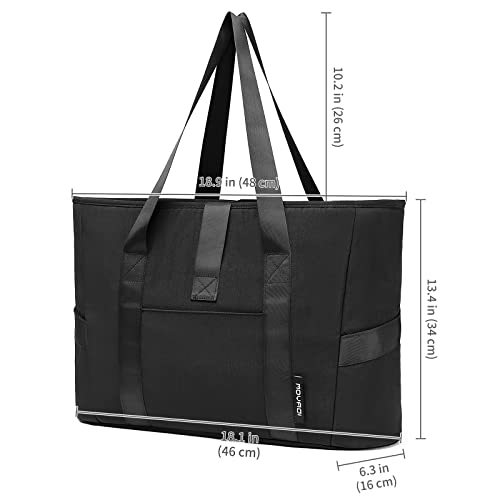 Moyaqi Yoga Tote Bag with Water Bottle Pockets Gym Bag with Yoga Mat Strap Weekender Bags for Women Men Black