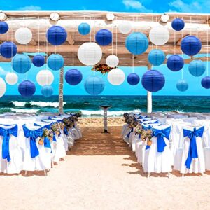 Blue Paper Lanterns Decorative, Hanging Round Paper Lantern Party Supplies for Anniversary Graduation Wedding Birthday Party Baby Shower Decorations Indoor Outdoor, 21pcs