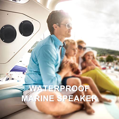 GUZARE Marine Stereo Boats Radio Waterproof Radio Audio Package - Bluetooth MP3 USB AM FM Marine Radio with 4 Inch x 2 Black Speakers 304-4001B
