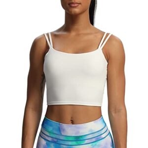 Aoxjox Women's Workout Sports Bras Fitness Padded Backless Yoga Crop Tank Top Twist Back Cami (White, Large)