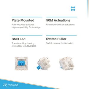 Ranked Gateron ks-9 Key Switches for Mechanical Gaming Keyboards | Plate Mounted (Gateron Blue, 65 Pcs)