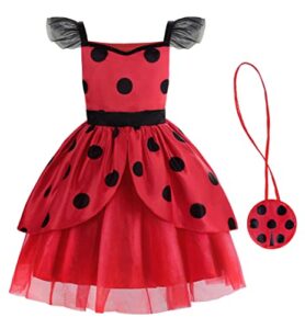 reliparty ladybug dress for girls with mask and bag costume for kids dress up costume birthday halloween christmas,10-12/150