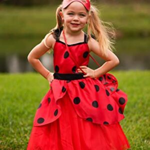 ReliParty Ladybug Dress for Girls with Mask and Bag Costume for Kids Dress Up Costume Birthday Halloween Christmas,10-12/150