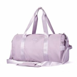 small sports gym bag for women men waterprrof,travel duffle bag workout bag with shoes compartment and wet pocket,purple