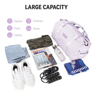 Small Sports Gym Bag for Women Men Waterprrof,Travel Duffle Bag Workout Bag with Shoes Compartment and Wet Pocket,Purple