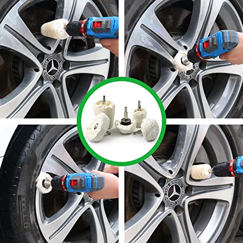 10PCS Buffing Wheel for Drill, Flannelette Polishing Wheels Mixed Polish Head Kit with 1/4'' Shaft for Car Wheel Aluminum Stainless Steel Chrome Manifold Washing & Polishing