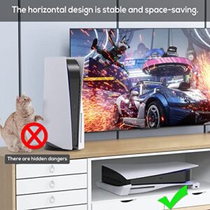 Horizontal Stand for PS5 Console with 4-Port USB Hub,MENEEA Upgraded Base Skate Holder Accessories for Playstation 5 Disc & Digital Edition,3 Charging Port Extension &1 USB 2.0 Data Port