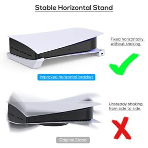 Horizontal Stand for PS5 Console with 4-Port USB Hub,MENEEA Upgraded Base Skate Holder Accessories for Playstation 5 Disc & Digital Edition,3 Charging Port Extension &1 USB 2.0 Data Port