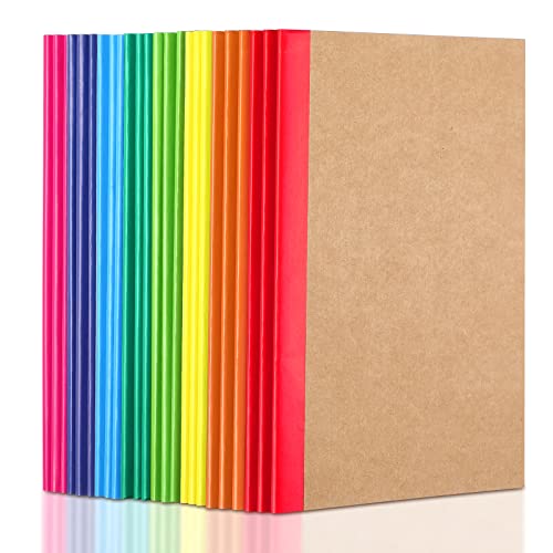 24 Packs A5 Composition Notebooks Kraft Lined Journals with Rainbow Spines Kraft Cover Travel Journal for Kids Students Home Office School College Supplies, 8.3 x 5.5 Inch, 60 Pages (24 Packs)