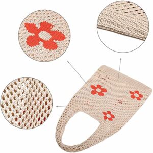 CATMICOO Crochet Mesh Beach Tote Bag Summer Aesthetic Knit Bag for Women