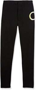 calvin klein girls' performance stretch legacy legging, black solar, 8-10