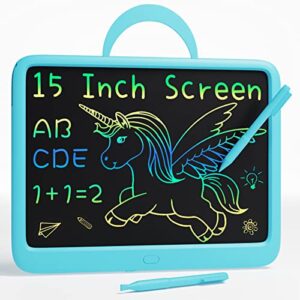 15 Inch LCD Writing Tablet Toddler Learning Toys for 3+ Years Old Boys and Girls, Colorful Screen Drawing Tablet, Reusable and Portable Doodle Board for Kids with Handle