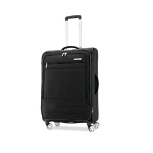samsonite aspire dlx softside expandable luggage with spinner wheels, black, checked-medium 25-inch
