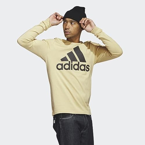 adidas Amplifier Long Sleeve Badge of Sport Tee Men's, Beige, Size Medium