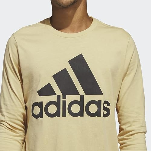 adidas Amplifier Long Sleeve Badge of Sport Tee Men's, Beige, Size Medium