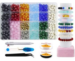pava 520pcs 7 chakra natural stone beads 8mm diy jewelry making crystals loose beads energy healing round beading for bracelet necklace earrings jewelry making