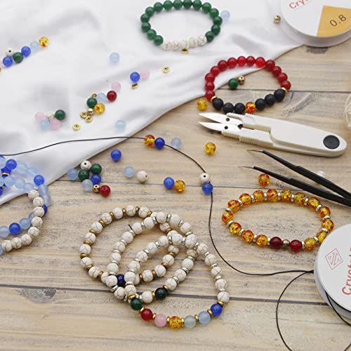 PAVA 520pcs 7 Chakra Natural Stone Beads 8mm DIY Jewelry Making Crystals Loose Beads Energy Healing Round Beading for Bracelet Necklace Earrings Jewelry Making
