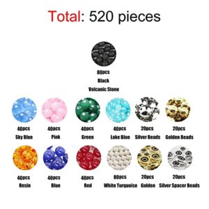 PAVA 520pcs 7 Chakra Natural Stone Beads 8mm DIY Jewelry Making Crystals Loose Beads Energy Healing Round Beading for Bracelet Necklace Earrings Jewelry Making