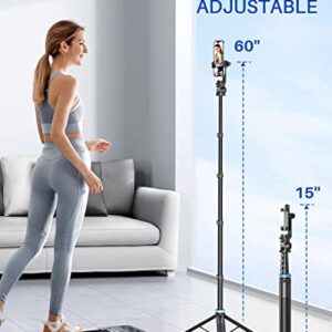 𝗡𝗲𝘄𝗲𝘀𝘁 iPhone Tripod, ANGFLY 60" Selfie Stick Tripod with Remote, Travel GoPro Tripod for iPhone Compatible with iPhone 14 Pro Max /13 Pro / 12 Pro Max/Samsung S21 Ultra/GoPro/Camera