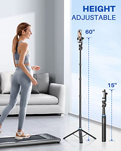 𝗡𝗲𝘄𝗲𝘀𝘁 iPhone Tripod, ANGFLY 60" Selfie Stick Tripod with Remote, Travel GoPro Tripod for iPhone Compatible with iPhone 14 Pro Max /13 Pro / 12 Pro Max/Samsung S21 Ultra/GoPro/Camera