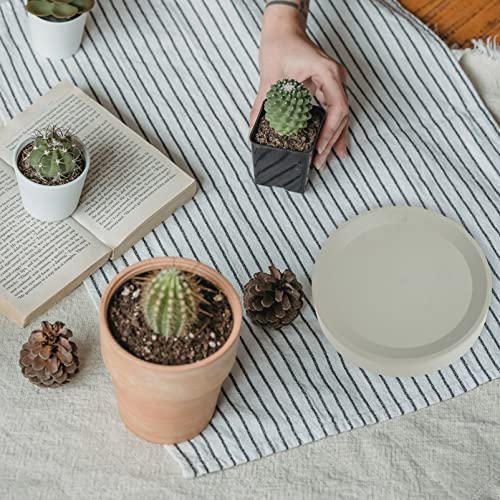 GANAZONO Round Planter Plant Caddy with Moving Caster Invisible Wheels Round Shape Dolly Planter Tray Pallet Potted Plant Stand for Home Indoor Outdoor Garden White Flower Pots Outdoor