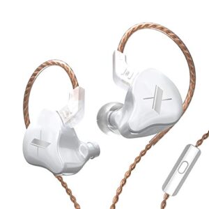 kz edx wired headset in ear entry level hifi headset 3.5mm detachable 2pin iem bass music game headset (white,mic)
