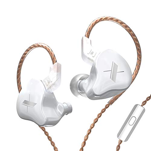 KZ EDX Wired Headset in Ear Entry Level HiFi Headset 3.5mm Detachable 2pin IEM bass Music Game Headset (White,Mic)