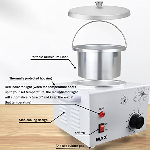 Flngr Professional Wax Warmer for Hair Removal,with 0-80°C Temperature Control,Large Wax Pot Paraffin Facial Skin Body SPA Salon Equipment,Beauty Salon,Self-use,Gift