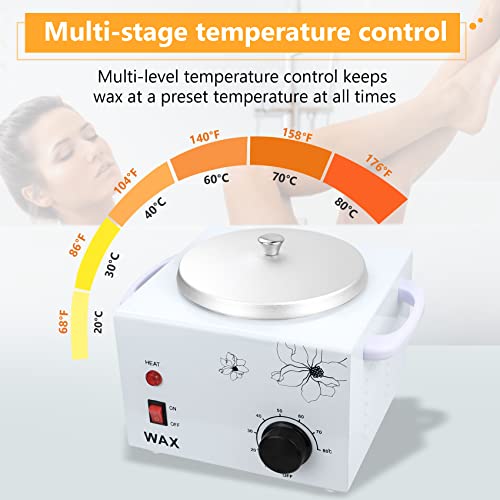 Flngr Professional Wax Warmer for Hair Removal,with 0-80°C Temperature Control,Large Wax Pot Paraffin Facial Skin Body SPA Salon Equipment,Beauty Salon,Self-use,Gift