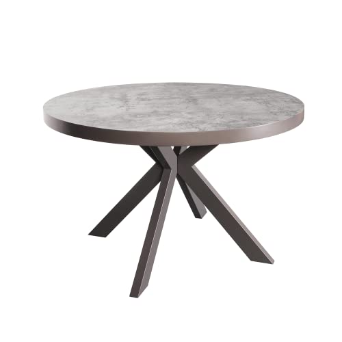 Acanva Small Round Dining Table for 4 Person, MDF & HPL Surface and Sturdy Base Structure, Modern Design for Kitchen, Living Room & Apartment, Easy Assembly, 47.2” Diam. x 30” H, Light Concrete