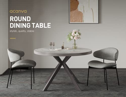 Acanva Small Round Dining Table for 4 Person, MDF & HPL Surface and Sturdy Base Structure, Modern Design for Kitchen, Living Room & Apartment, Easy Assembly, 47.2” Diam. x 30” H, Light Concrete