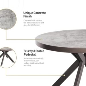 Acanva Small Round Dining Table for 4 Person, MDF & HPL Surface and Sturdy Base Structure, Modern Design for Kitchen, Living Room & Apartment, Easy Assembly, 47.2” Diam. x 30” H, Light Concrete