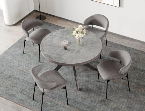 Acanva Small Round Dining Table for 4 Person, MDF & HPL Surface and Sturdy Base Structure, Modern Design for Kitchen, Living Room & Apartment, Easy Assembly, 47.2” Diam. x 30” H, Light Concrete