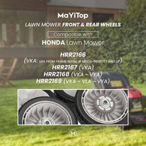 MAYITOP Lawn Mower Wheels For Honda lawnmower 44710-VL0-L02ZB, 42710-VE2-M02ZE Front & Rear Wheels Replacement Set of 4