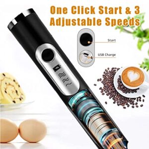 SKYXIU Immersion Electric Hand Blender,Milk Frother Handheld,Usb Charging Wireless Mini Mixer with Variable Speeds, 3-Speed Adjustable Mini Frother for Cappuccino Latte Coffee Egg