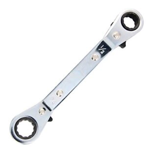 reversible ratcheting wrench, double box end ratcheting wrench, offset double box end ratcheting wrench, 1/2 inch - 9/16 inch ratcheting wrench, chrome vanadium steel, 1pcs,aicosineg