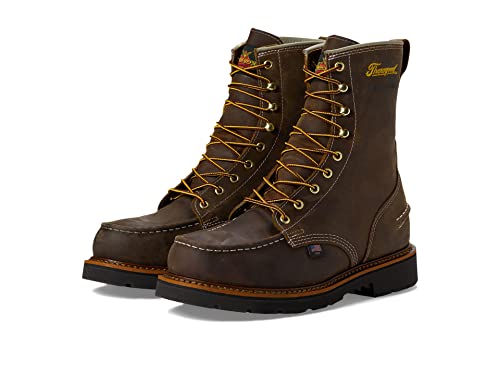 Thorogood 1957 Series 8” Waterproof Moc Toe Work Boots for Men - Soft Toe, Full-Grain Leather with Comfort Insole and Slip-Resistant Heel Outsole; EH Rated, Trail Crazyhorse - 8 2E US