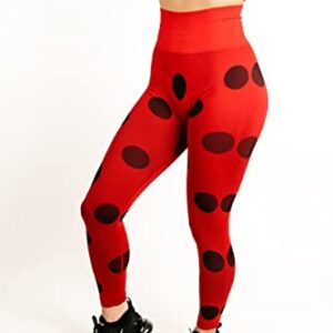 Miraculous Ladybug Womens Leggings Active Cosplay - Seamless for Gym Workout, Exercise, Yoga, Running by MAXXIM Red Medium