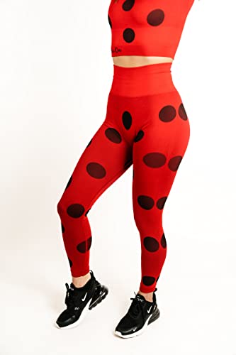 Miraculous Ladybug Womens Leggings Active Cosplay - Seamless for Gym Workout, Exercise, Yoga, Running by MAXXIM Red Medium